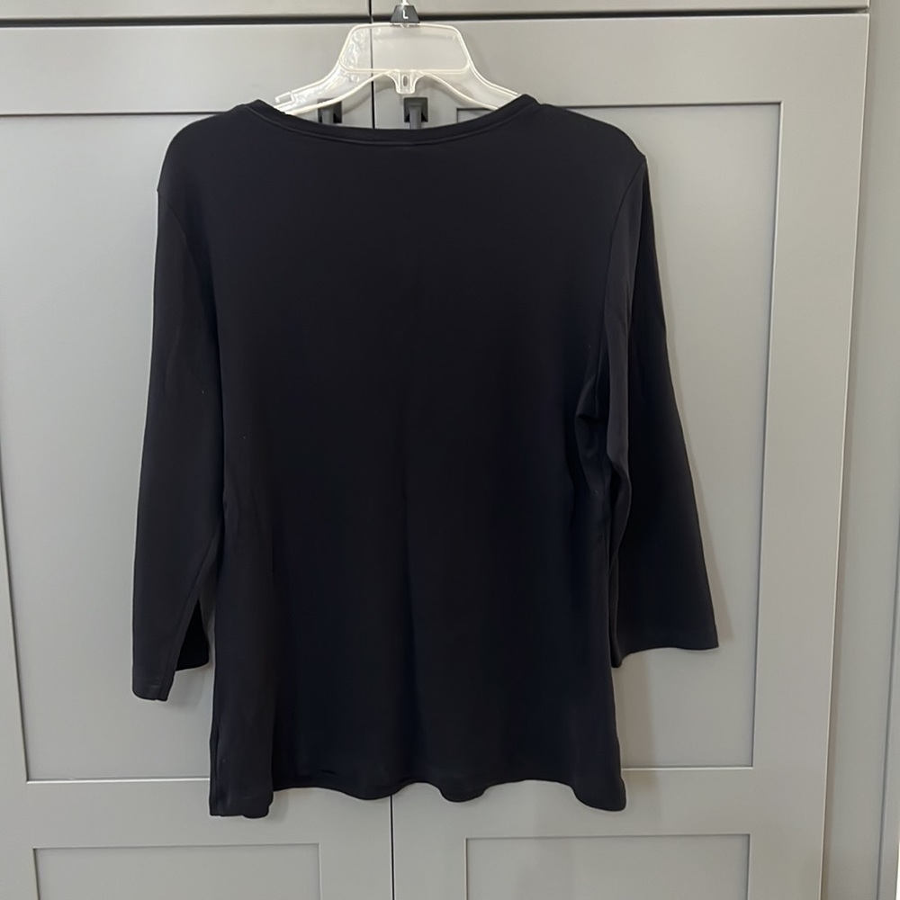 {Karen Scott}Women’s Sz 0X Black 3/4 Sleeve T-shirt - Picture 3 of 6